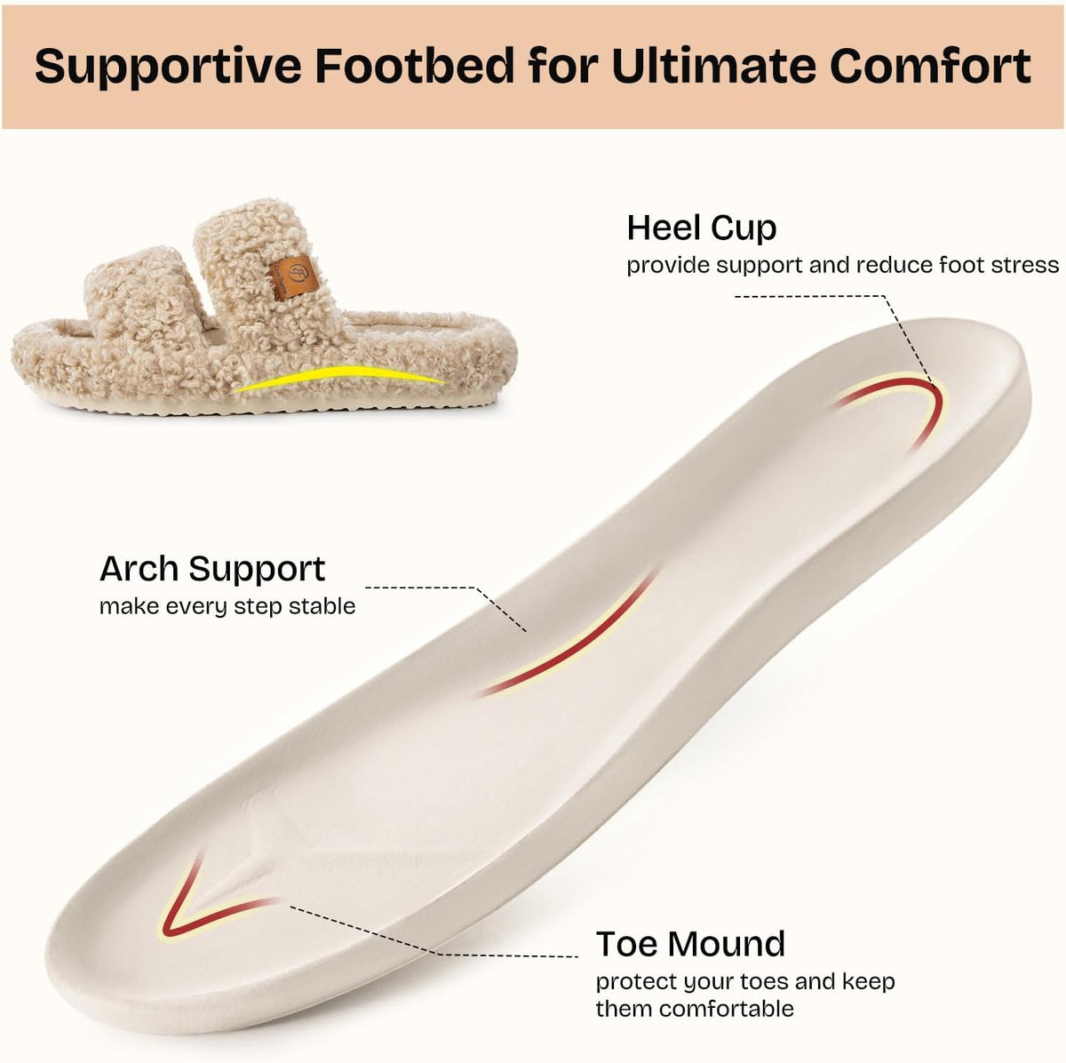 EverFoams Womens Fuzzy Open-toe Slippers Memory Foam Indoor House Shoes