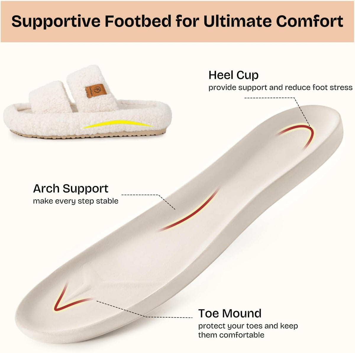 EverFoams Womens Fuzzy Open-toe Slippers Memory Foam Indoor House Shoes