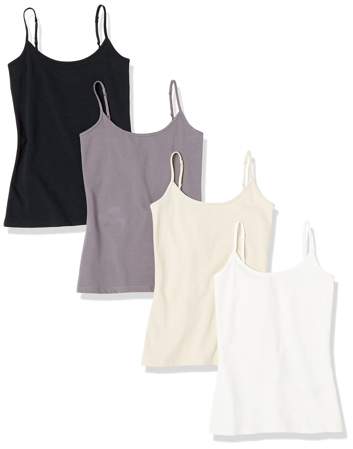 Amazon Essentials Women's Slim-Fit Camisole for Layering and Everyday Wear, Pack of 4