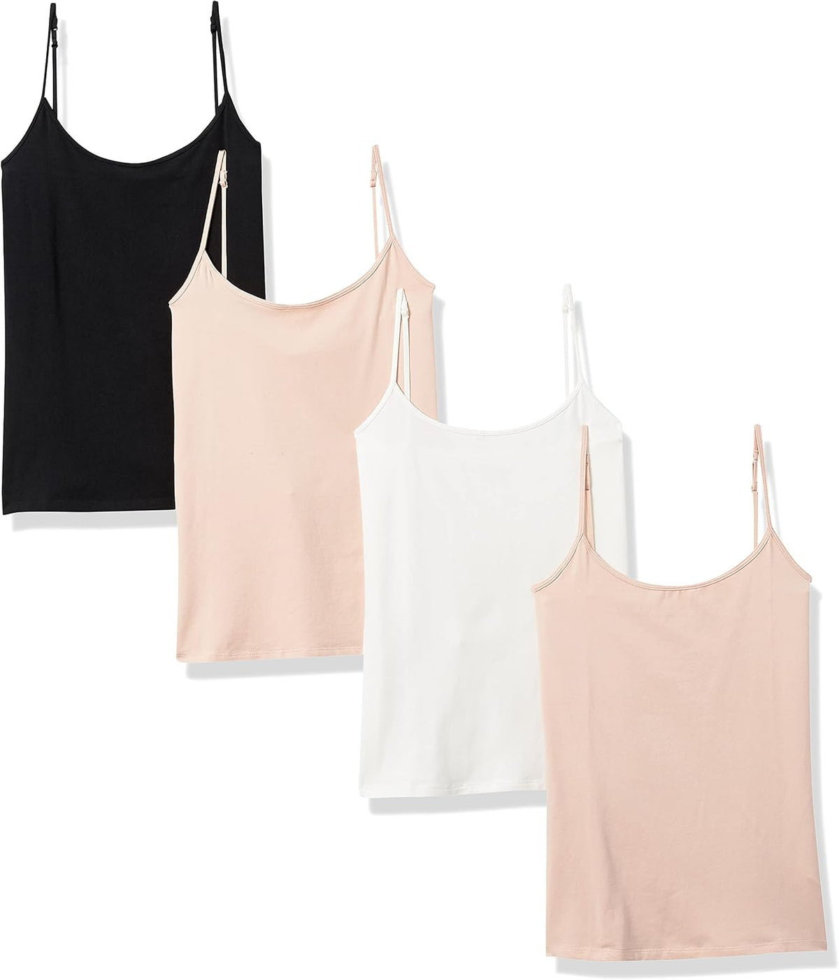 Amazon Essentials Women's Slim-Fit Camisole for Layering and Everyday Wear, Pack of 4