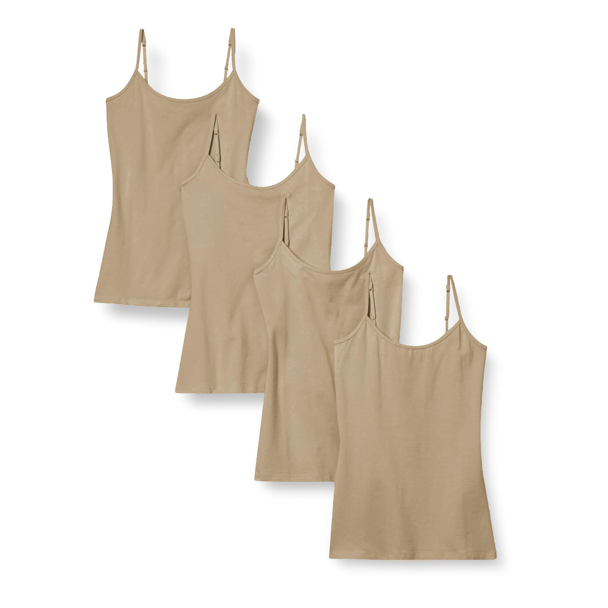 Amazon Essentials Women's Slim-Fit Camisole for Layering and Everyday Wear, Pack of 4