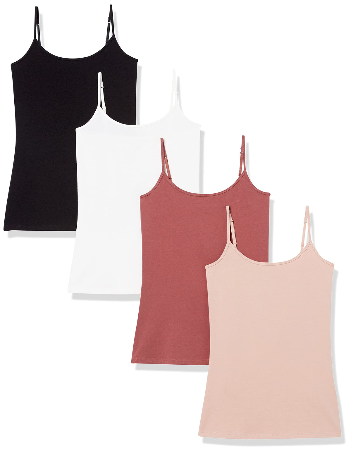 Amazon Essentials Women's Slim-Fit Camisole for Layering and Everyday Wear, Pack of 4