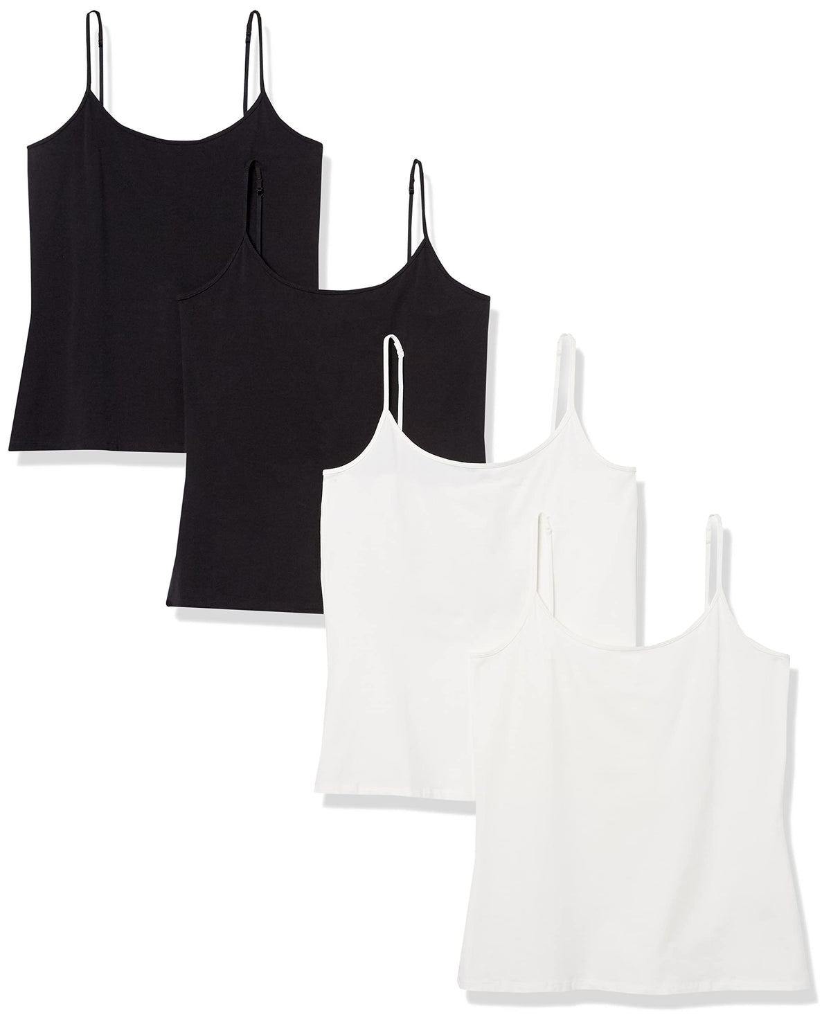 Amazon Essentials Women's Slim-Fit Camisole for Layering and Everyday Wear, Pack of 4