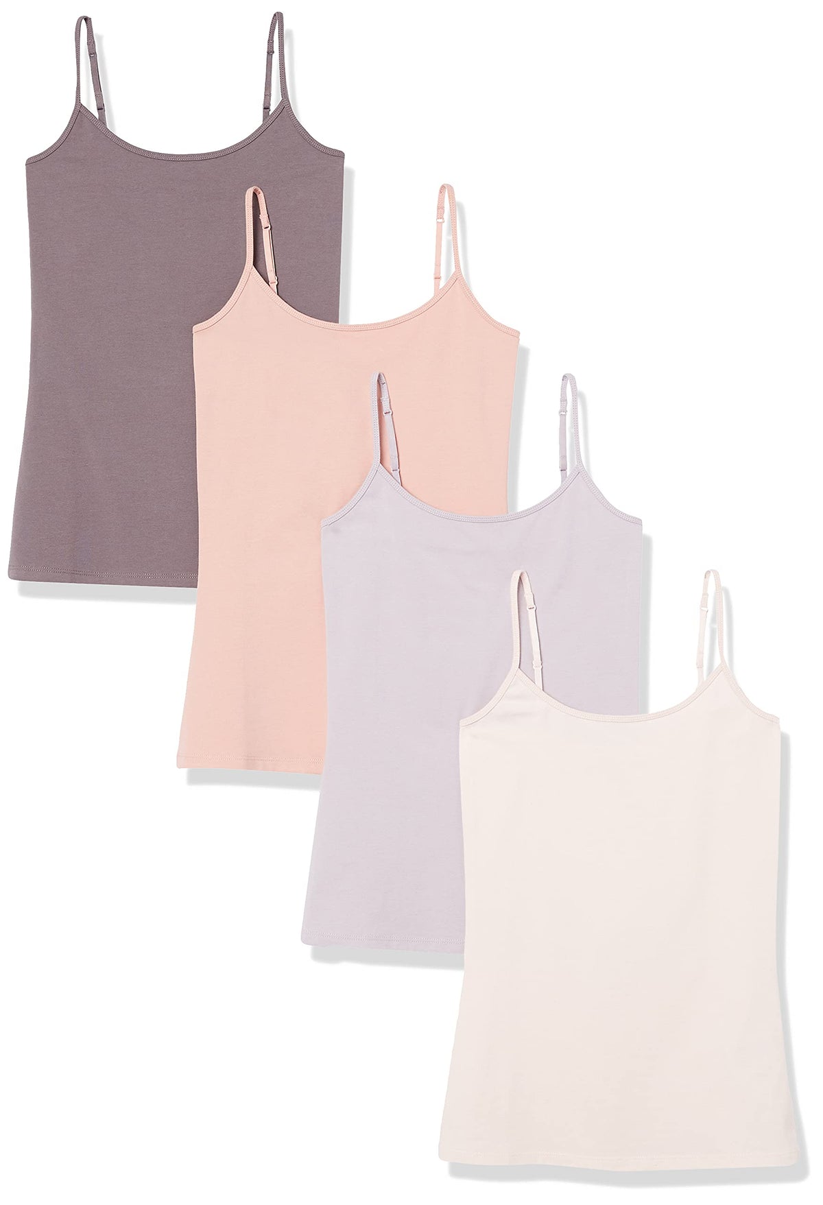 Amazon Essentials Women's Slim-Fit Camisole for Layering and Everyday Wear, Pack of 4