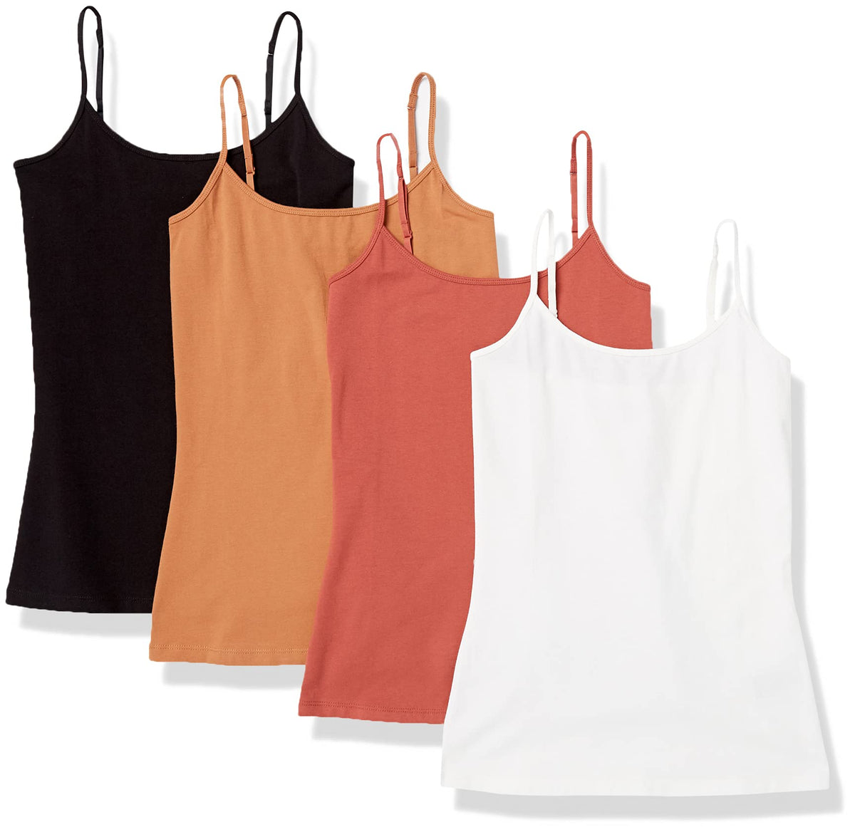 Amazon Essentials Women's Slim-Fit Camisole for Layering and Everyday Wear, Pack of 4