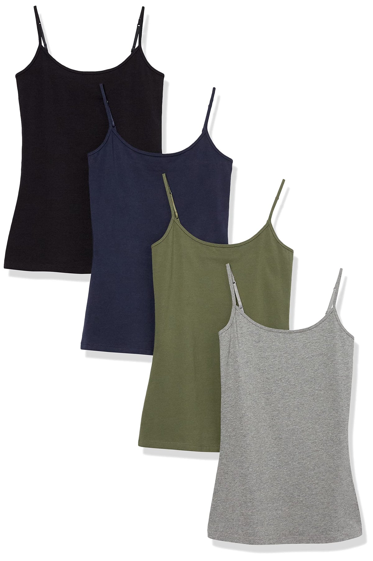 Amazon Essentials Women's Slim-Fit Camisole for Layering and Everyday Wear, Pack of 4
