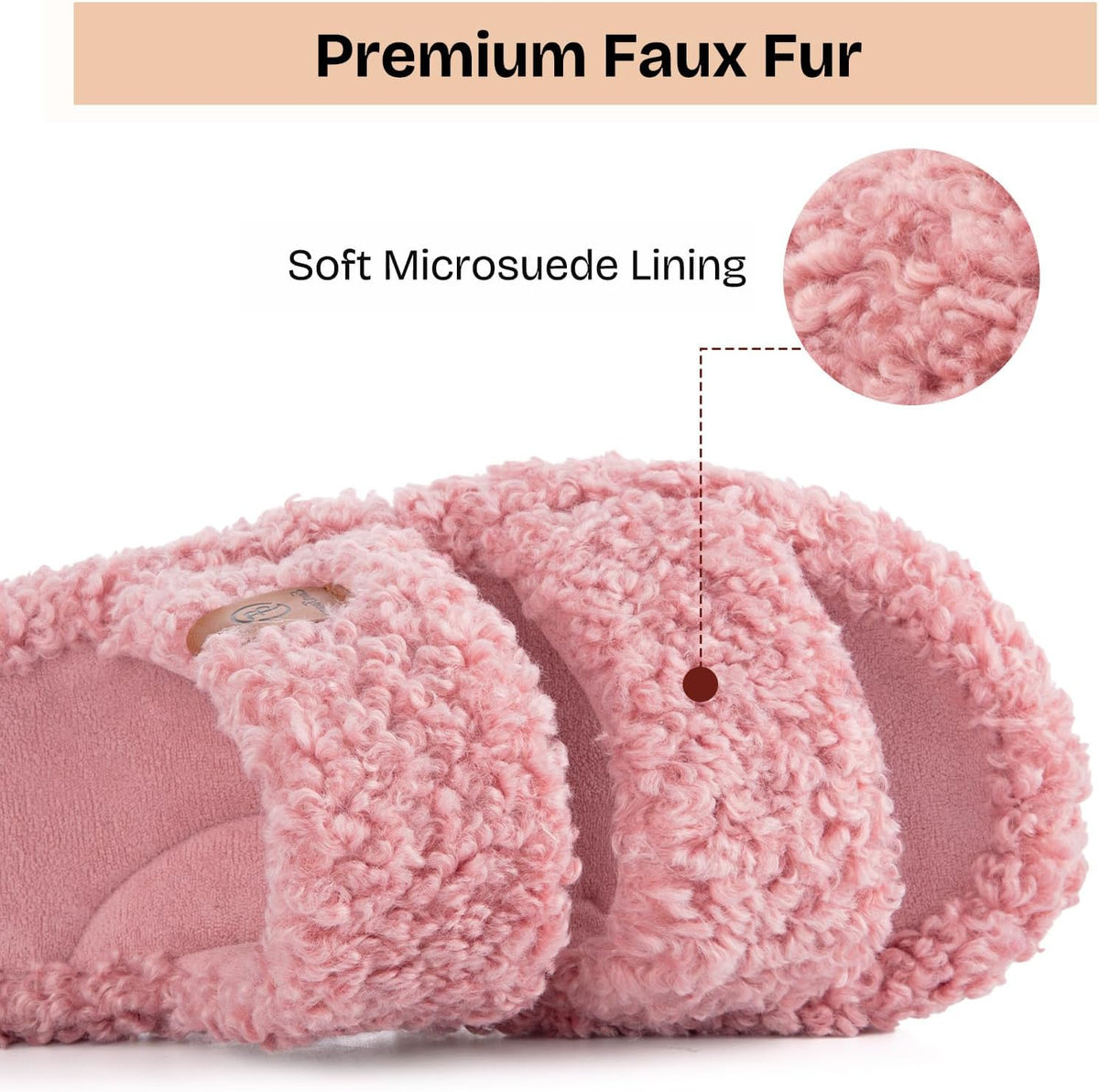 EverFoams Womens Fuzzy Open-toe Slippers Memory Foam Indoor House Shoes