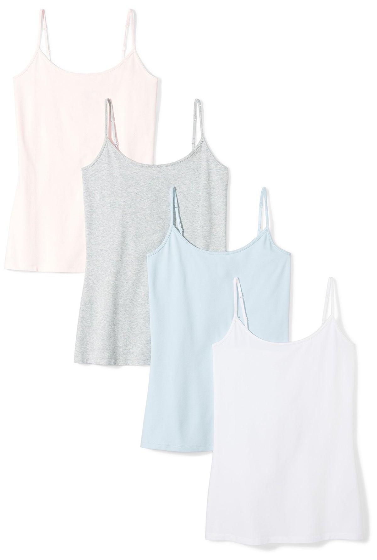 Amazon Essentials Women's Slim-Fit Camisole for Layering and Everyday Wear, Pack of 4