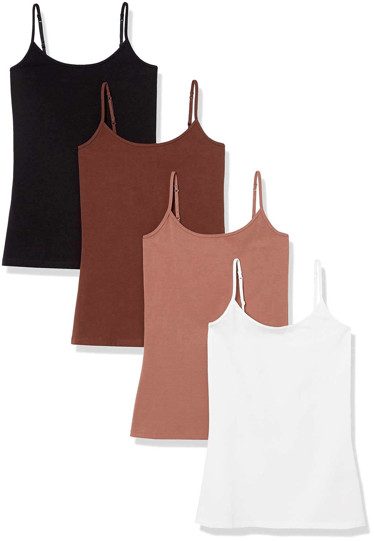 Amazon Essentials Women's Slim-Fit Camisole for Layering and Everyday Wear, Pack of 4