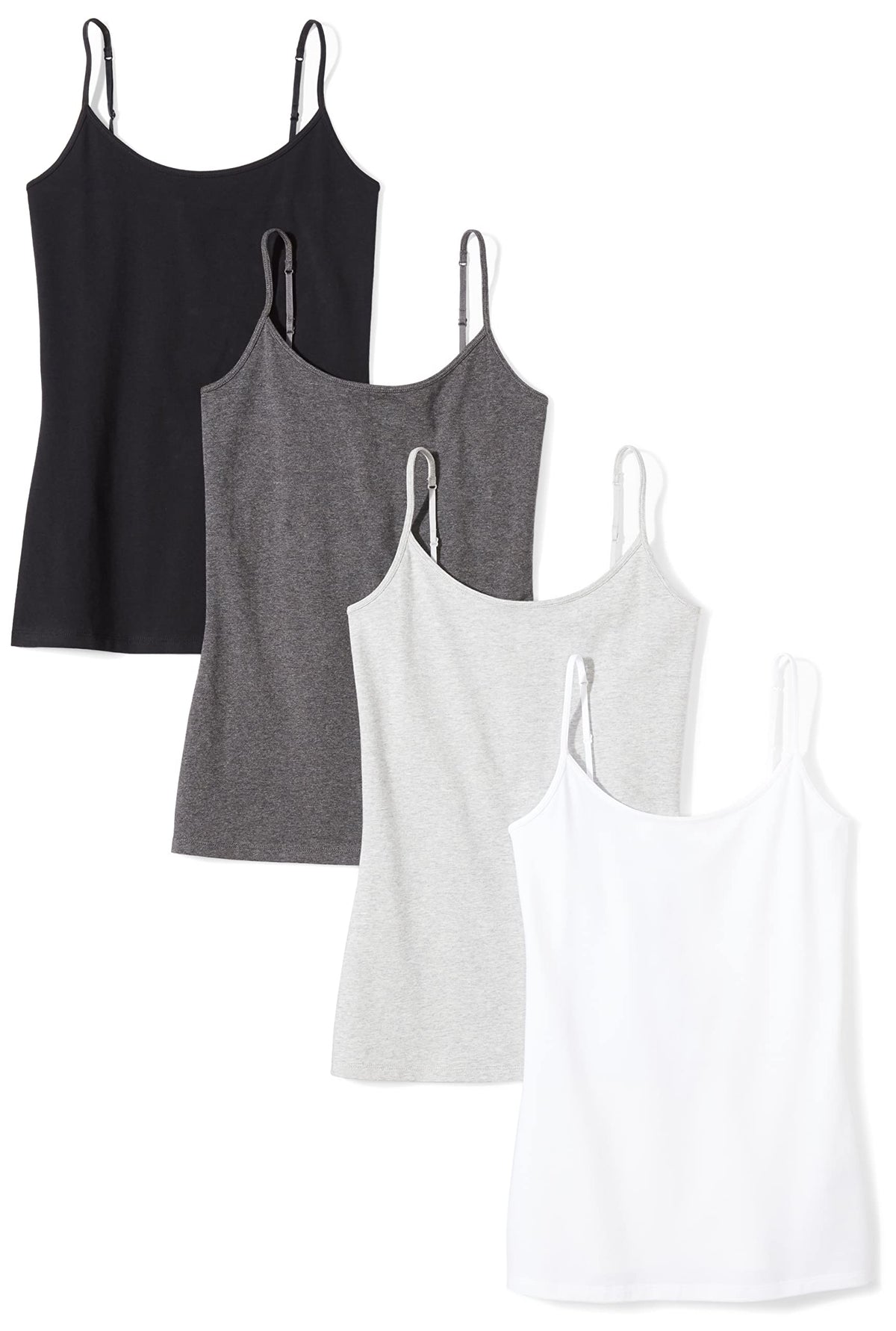 Amazon Essentials Women's Slim-Fit Camisole for Layering and Everyday Wear, Pack of 4