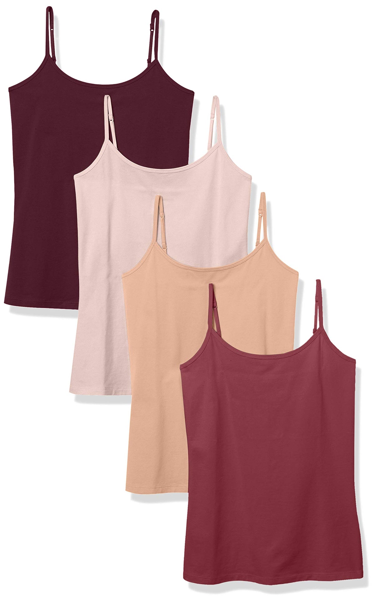 Amazon Essentials Women's Slim-Fit Camisole for Layering and Everyday Wear, Pack of 4