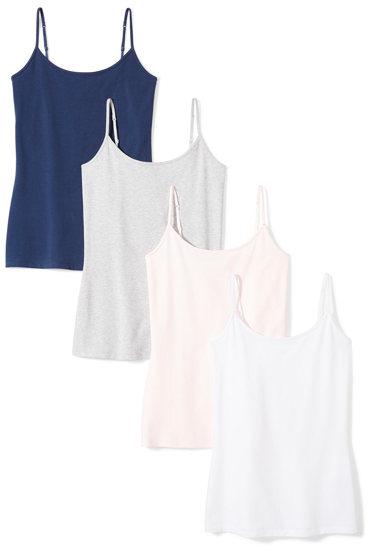 Amazon Essentials Women's Slim-Fit Camisole for Layering and Everyday Wear, Pack of 4