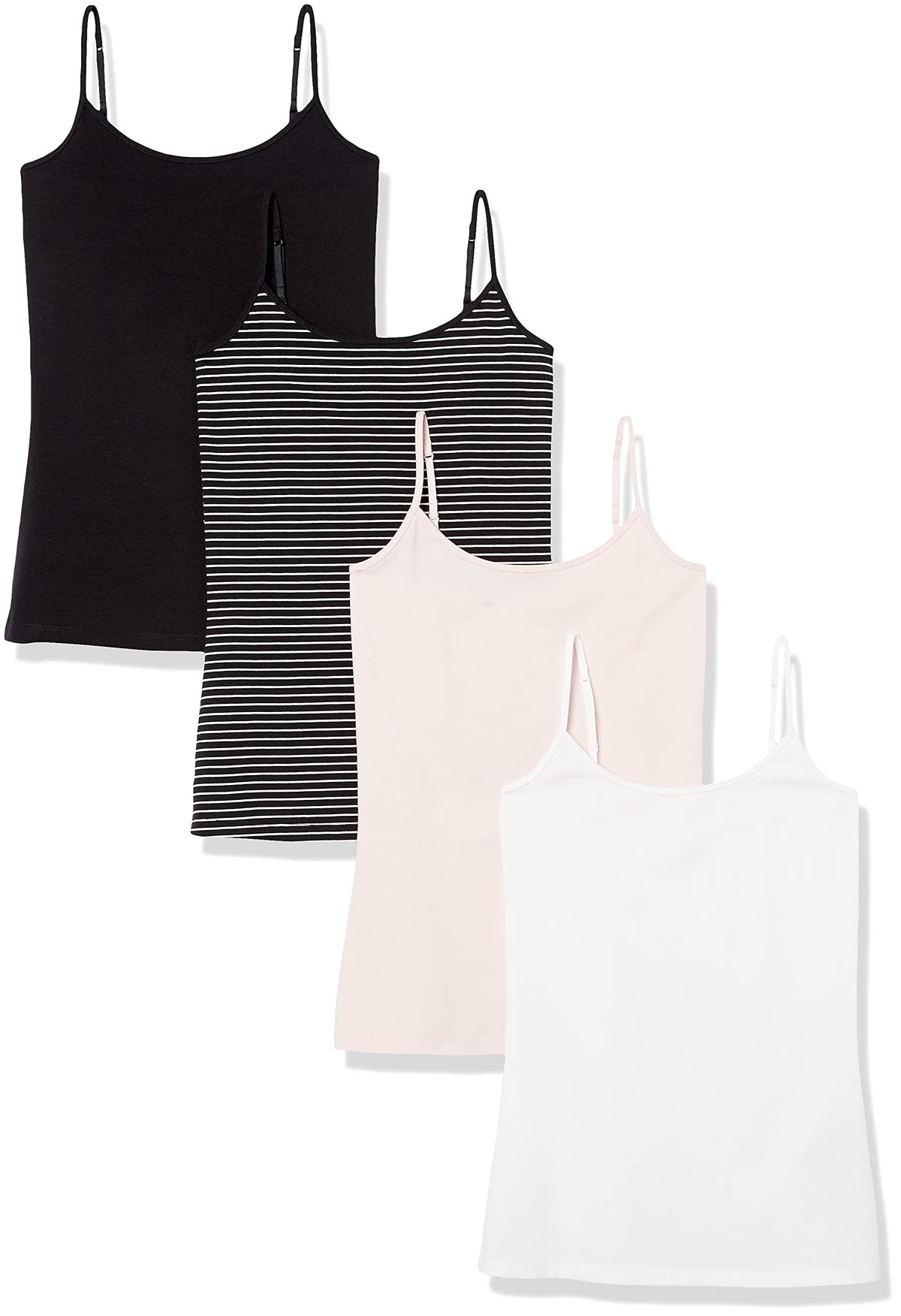 Amazon Essentials Women's Slim-Fit Camisole for Layering and Everyday Wear, Pack of 4