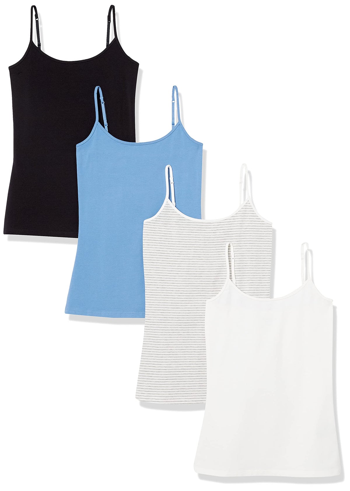Amazon Essentials Women's Slim-Fit Camisole for Layering and Everyday Wear, Pack of 4
