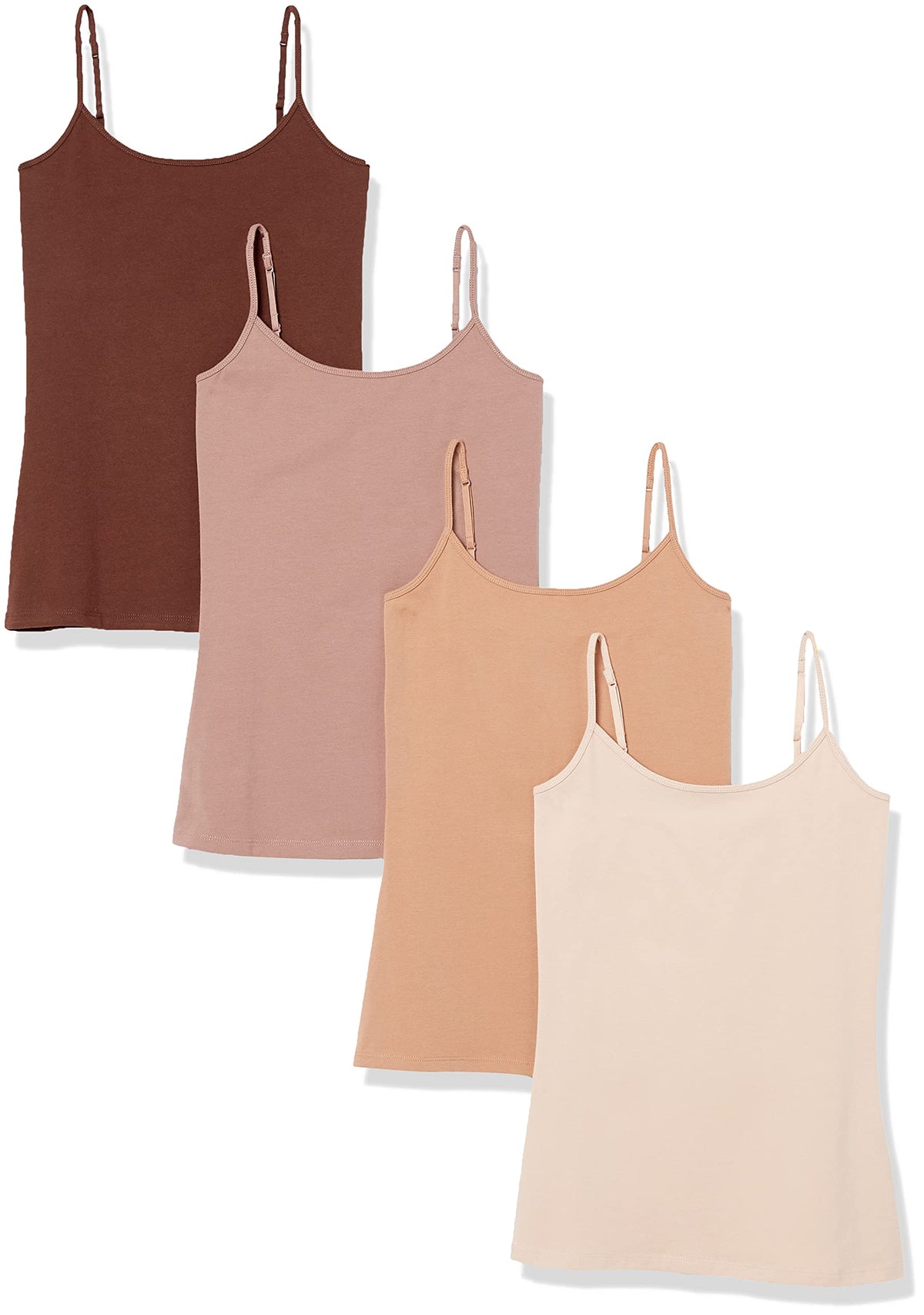 Amazon Essentials Women's Slim-Fit Camisole for Layering and Everyday Wear, Pack of 4