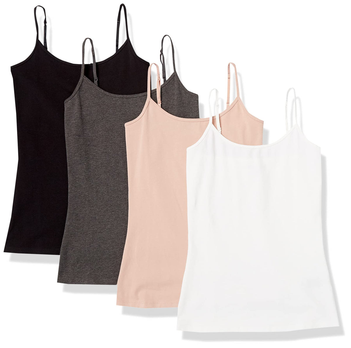 Amazon Essentials Women's Slim-Fit Camisole for Layering and Everyday Wear, Pack of 4