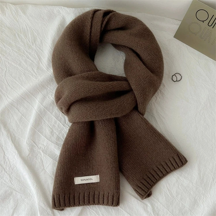 Écharpe longue tricotée 100% laine pour hommes et femmes, couleur unie, mode confortable, toutes saisons, hiver, automne, chaud, usage quotidien en plein air, 1 pièce
