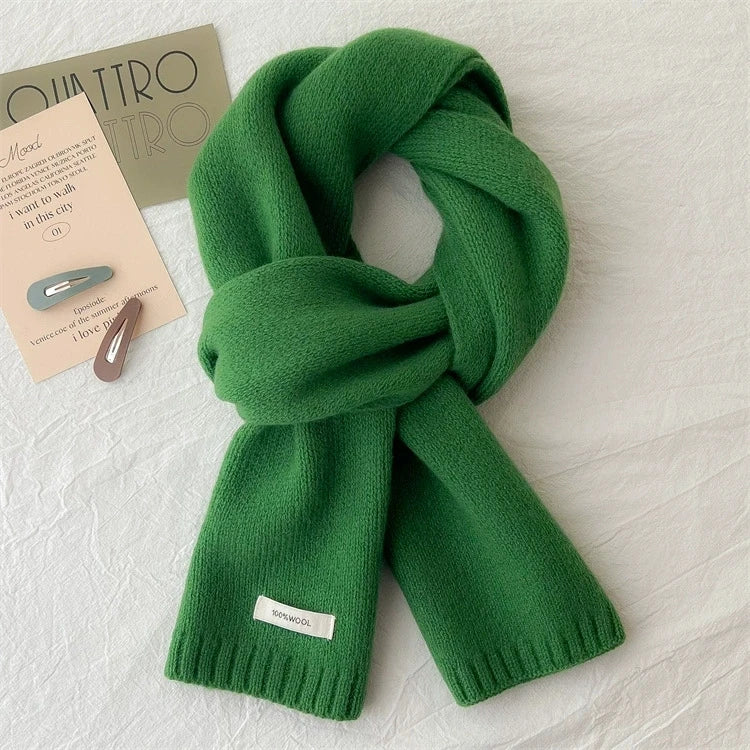 Écharpe longue tricotée 100% laine pour hommes et femmes, couleur unie, mode confortable, toutes saisons, hiver, automne, chaud, usage quotidien en plein air, 1 pièce