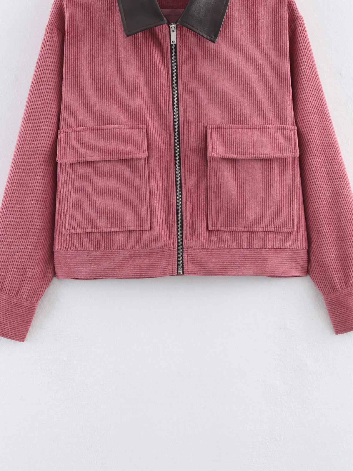 Veste décontractée rose SLTNX pour femme, coupe ample, style streetwear, avec fermeture éclair et poches, idéale pour la détente et le quotidien