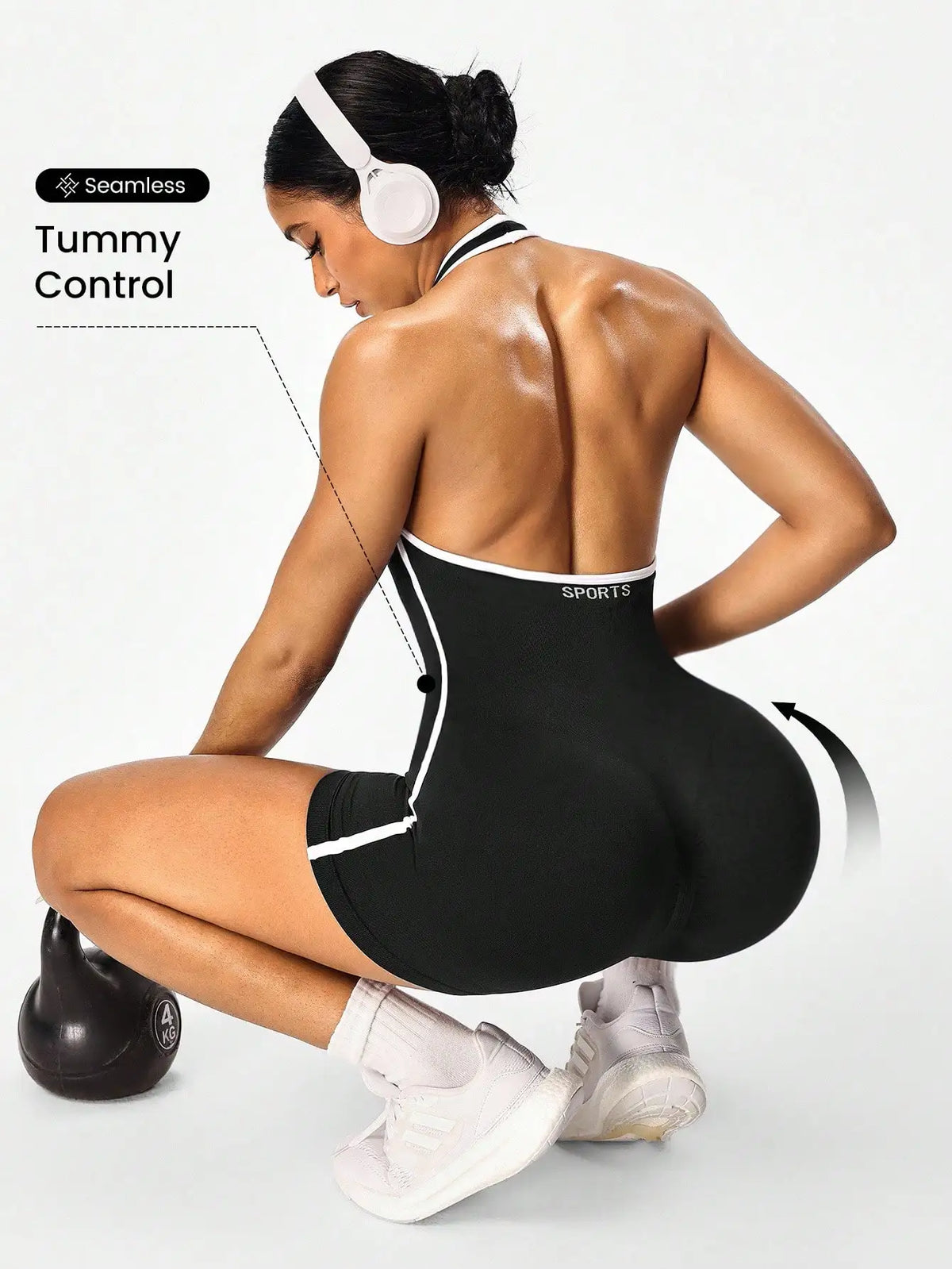 Combinaison de yoga à bandoulière avec design bloquant les couleurs, combinaison d'entraînement dos nu pour femme, vêtements d'extérieur pour le fitness transfrontalier et