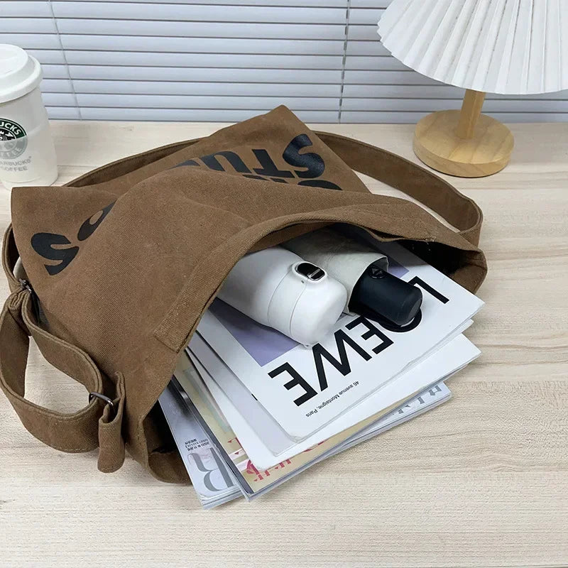 Nouveau sac en toile épaissie délavée, sac à main coréen pour femmes, sacs à provisions de grande capacité pour femmes, sacs d'école pour étudiants