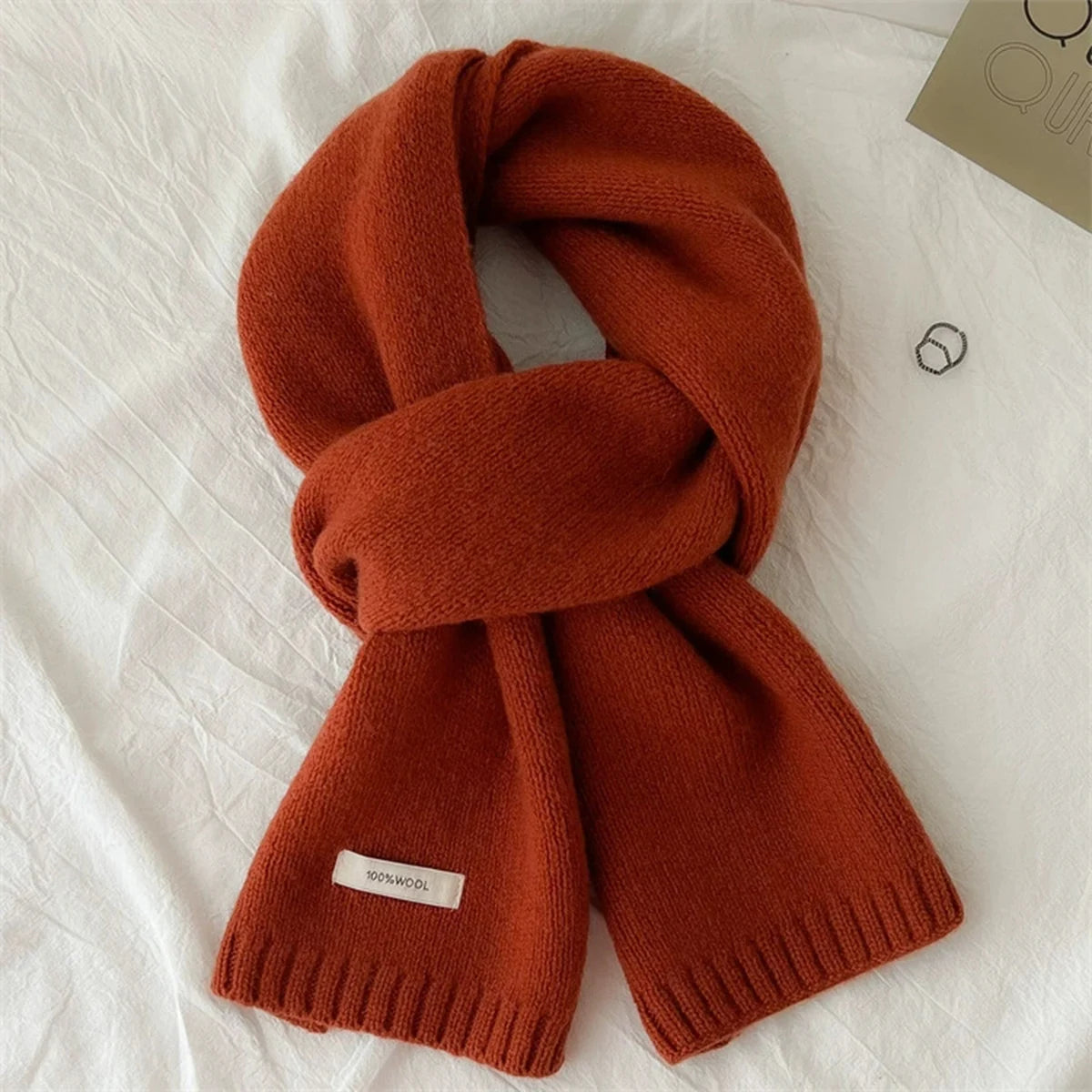 Écharpe longue tricotée 100% laine pour hommes et femmes, couleur unie, mode confortable, toutes saisons, hiver, automne, chaud, usage quotidien en plein air, 1 pièce