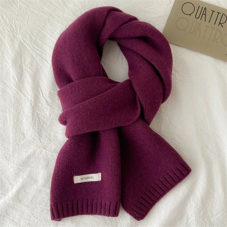 Écharpe longue tricotée 100% laine pour hommes et femmes, couleur unie, mode confortable, toutes saisons, hiver, automne, chaud, usage quotidien en plein air, 1 pièce
