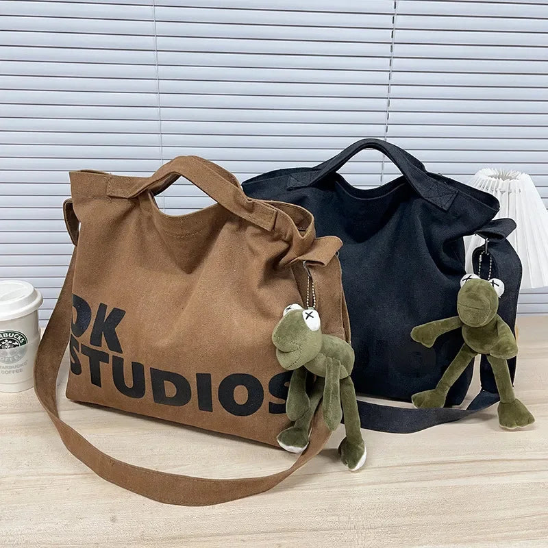 Nouveau sac en toile épaissie délavée, sac à main coréen pour femmes, sacs à provisions de grande capacité pour femmes, sacs d'école pour étudiants