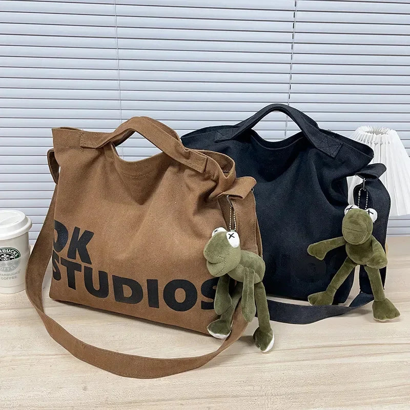 Nouveau sac en toile épaissie délavée, sac à main coréen pour femmes, sacs à provisions de grande capacité pour femmes, sacs d'école pour étudiants