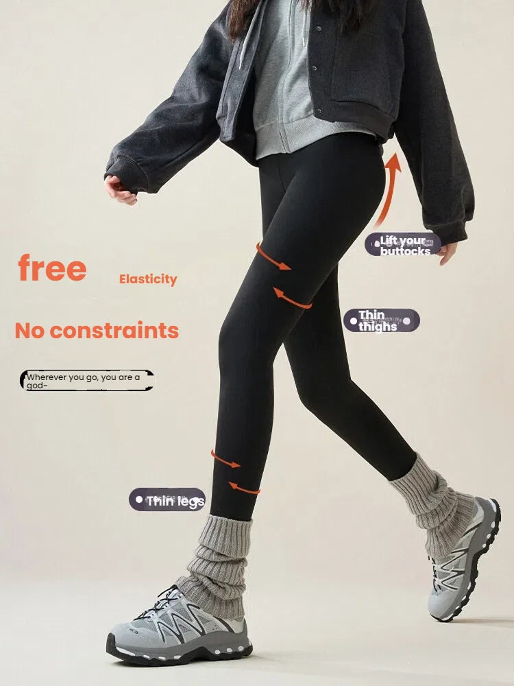 Nouveaux Leggings Thermiques Hiver Doublés Polaire pour Femme – Pantalons Épais et Chauds en Peluche pour l'Extérieur – Vêtements Femme pour Temps Froid