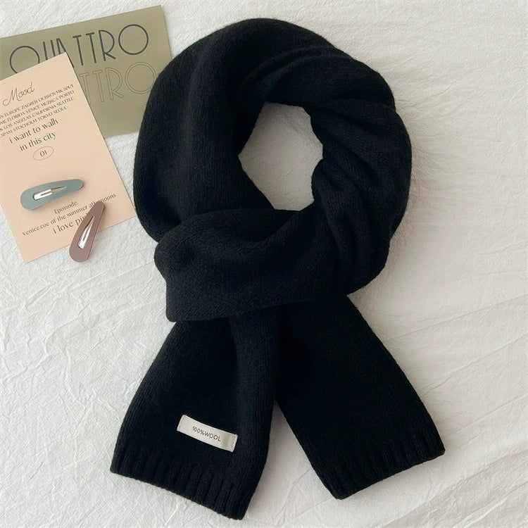 Écharpe longue tricotée 100% laine pour hommes et femmes, couleur unie, mode confortable, toutes saisons, hiver, automne, chaud, usage quotidien en plein air, 1 pièce