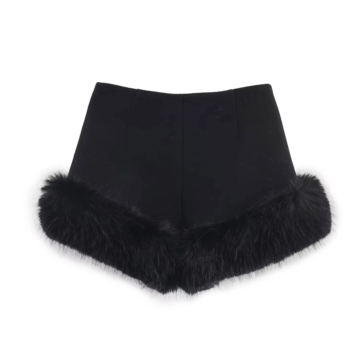 KONDALA 2026 Printemps-Été – Short décontracté noir pour femme avec patchwork en fausse fourrure – Élégant short taille haute pour la Saint-Valentin