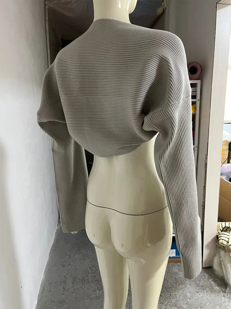 Trendix évider pull ensembles pour femmes 2025 automne nouveau à manches longues tricots châle costumes Sexy dos nu tricot débardeur 2 pièces ensemble
