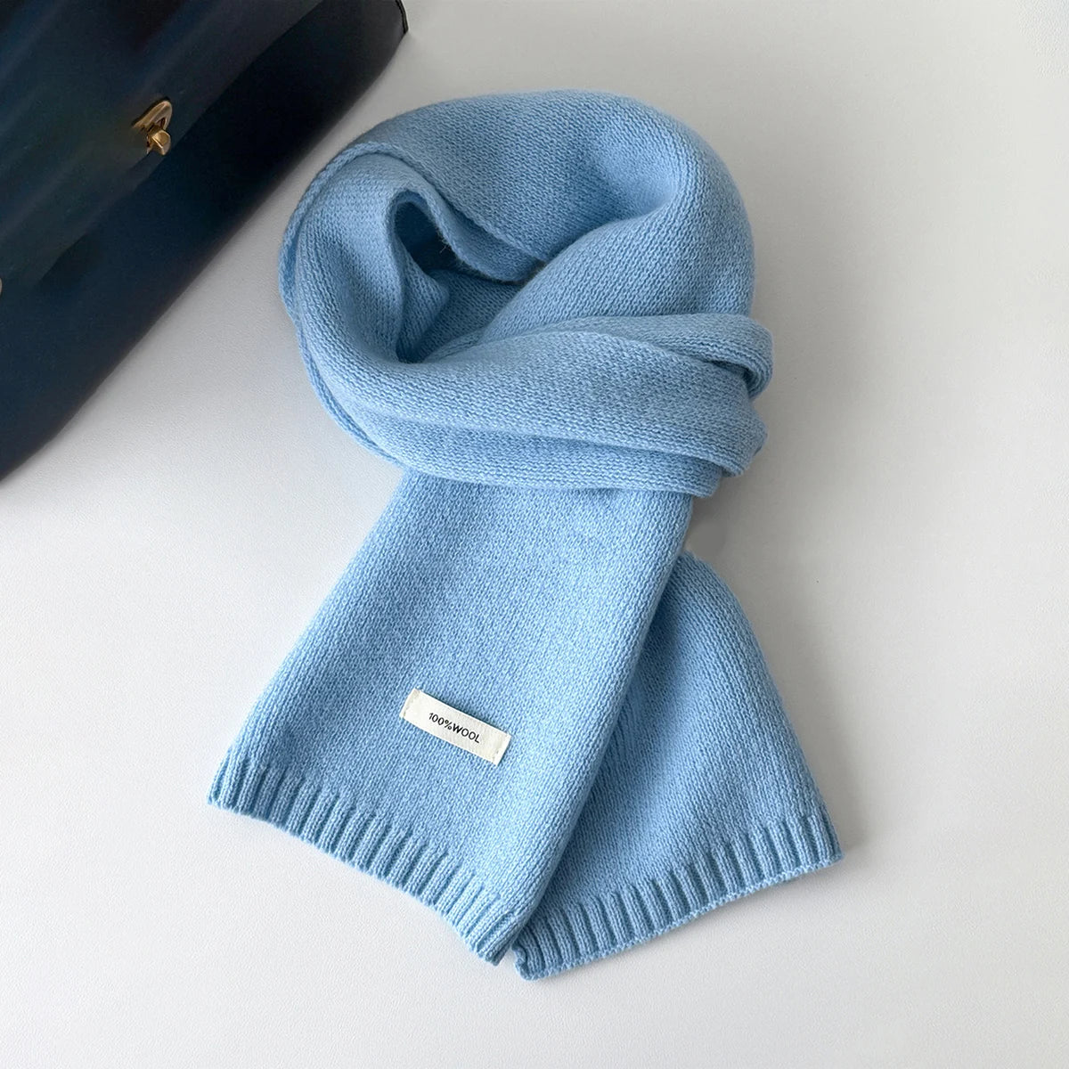 Écharpe longue tricotée 100% laine pour hommes et femmes, couleur unie, mode confortable, toutes saisons, hiver, automne, chaud, usage quotidien en plein air, 1 pièce