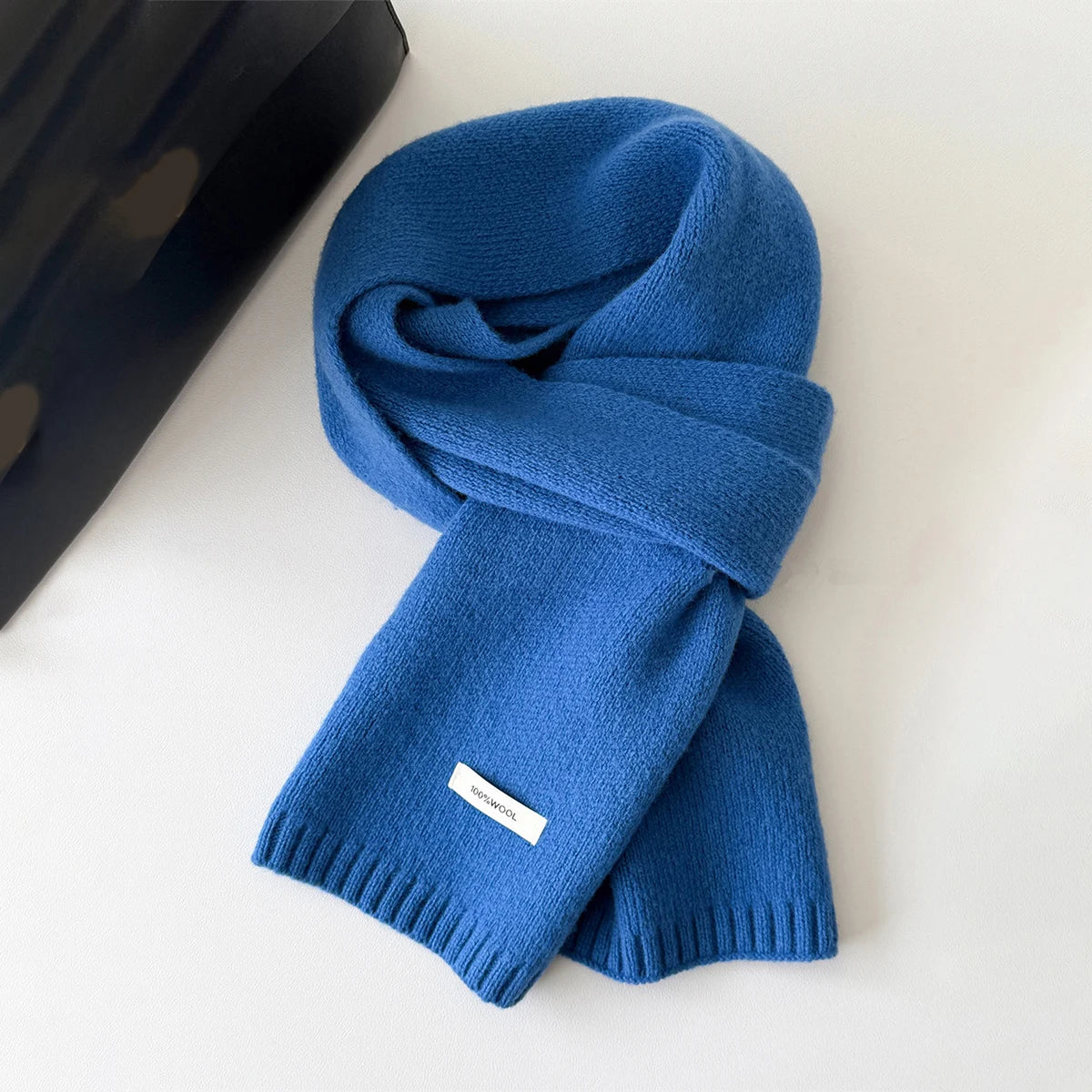 Écharpe longue tricotée 100% laine pour hommes et femmes, couleur unie, mode confortable, toutes saisons, hiver, automne, chaud, usage quotidien en plein air, 1 pièce