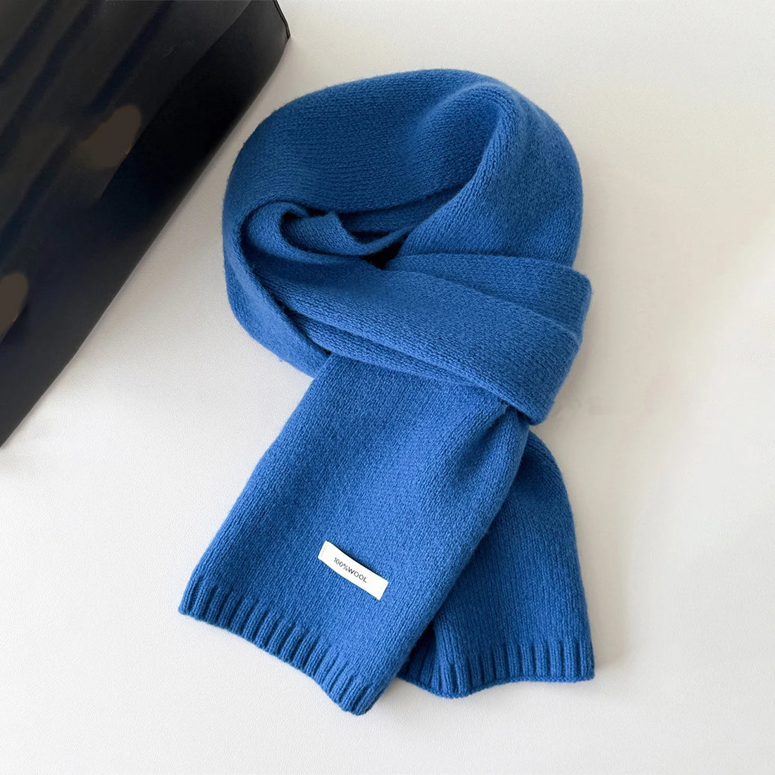 Écharpe longue tricotée 100% laine pour hommes et femmes, couleur unie, mode confortable, toutes saisons, hiver, automne, chaud, usage quotidien en plein air, 1 pièce