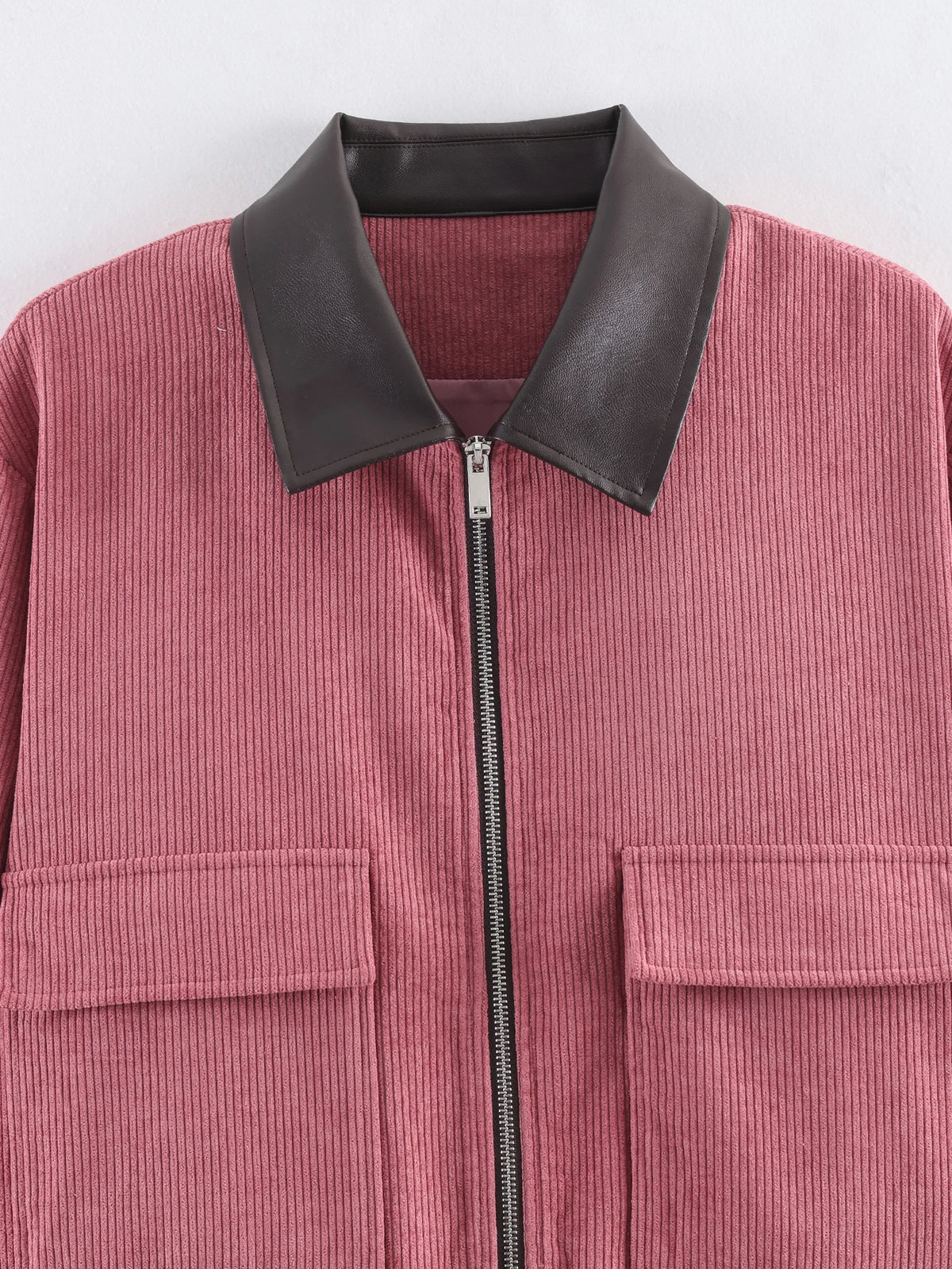Veste décontractée rose SLTNX pour femme, coupe ample, style streetwear, avec fermeture éclair et poches, idéale pour la détente et le quotidien