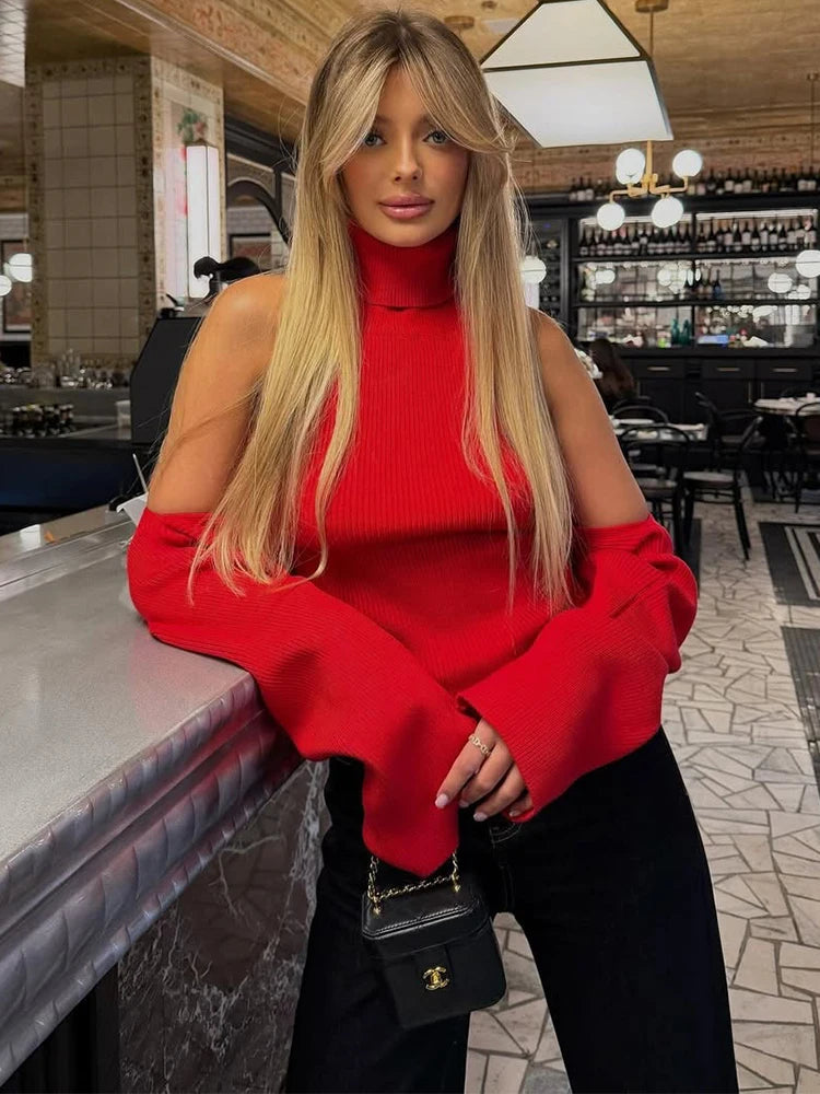 Trendix évider pull ensembles pour femmes 2025 automne nouveau à manches longues tricots châle costumes Sexy dos nu tricot débardeur 2 pièces ensemble