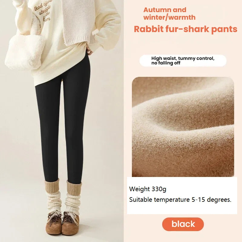 Nouveaux Leggings Thermiques Hiver Doublés Polaire pour Femme – Pantalons Épais et Chauds en Peluche pour l'Extérieur – Vêtements Femme pour Temps Froid