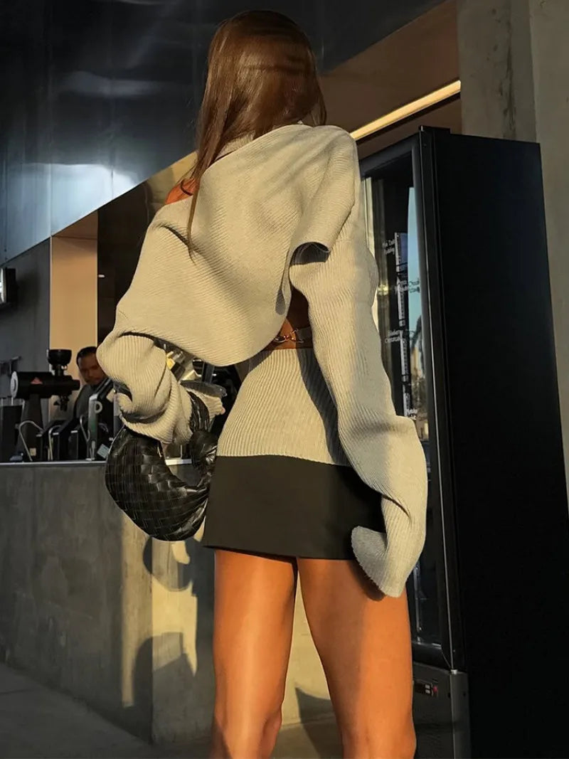 Trendix évider pull ensembles pour femmes 2025 automne nouveau à manches longues tricots châle costumes Sexy dos nu tricot débardeur 2 pièces ensemble