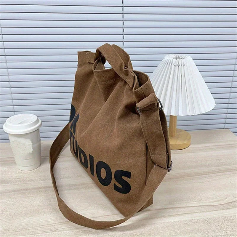 Nouveau sac en toile épaissie délavée, sac à main coréen pour femmes, sacs à provisions de grande capacité pour femmes, sacs d'école pour étudiants