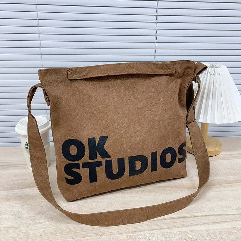 Nouveau sac en toile épaissie délavée, sac à main coréen pour femmes, sacs à provisions de grande capacité pour femmes, sacs d'école pour étudiants