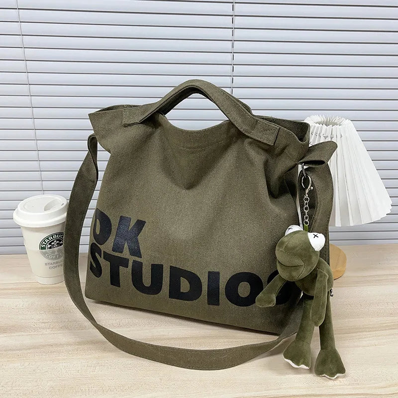 Nouveau sac en toile épaissie délavée, sac à main coréen pour femmes, sacs à provisions de grande capacité pour femmes, sacs d'école pour étudiants
