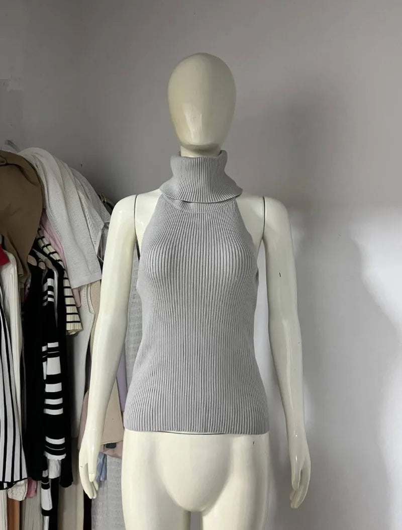 Trendix évider pull ensembles pour femmes 2025 automne nouveau à manches longues tricots châle costumes Sexy dos nu tricot débardeur 2 pièces ensemble