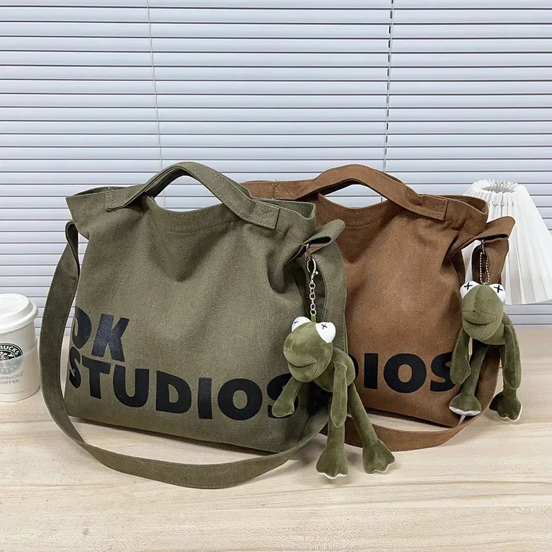 Nouveau sac en toile épaissie délavée, sac à main coréen pour femmes, sacs à provisions de grande capacité pour femmes, sacs d'école pour étudiants