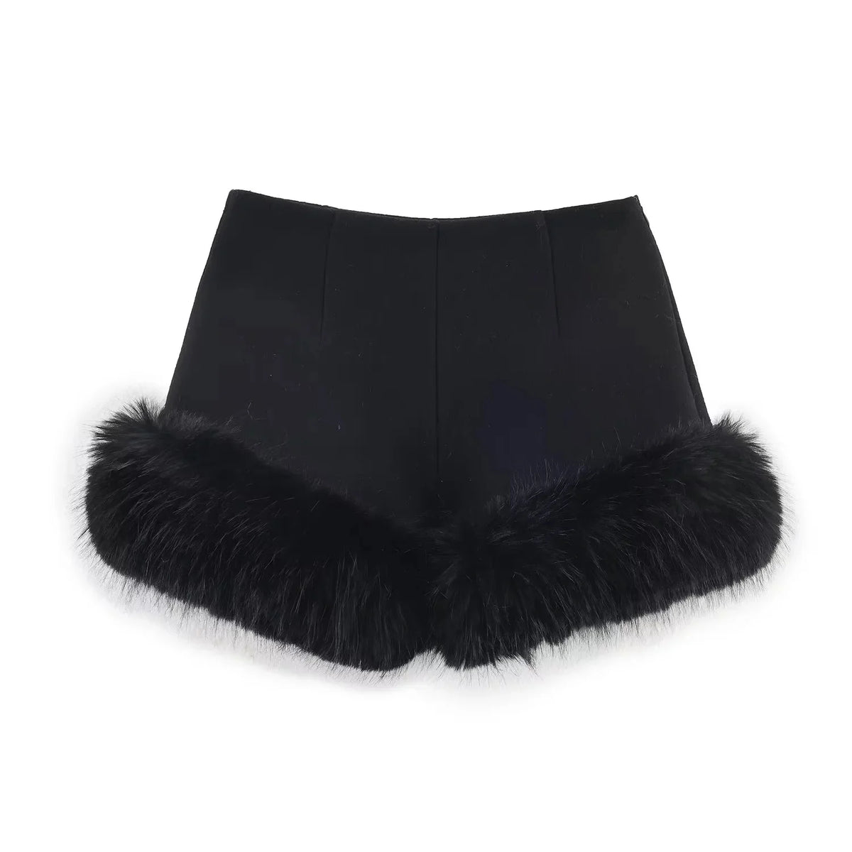 KONDALA 2026 Printemps-Été – Short décontracté noir pour femme avec patchwork en fausse fourrure – Élégant short taille haute pour la Saint-Valentin