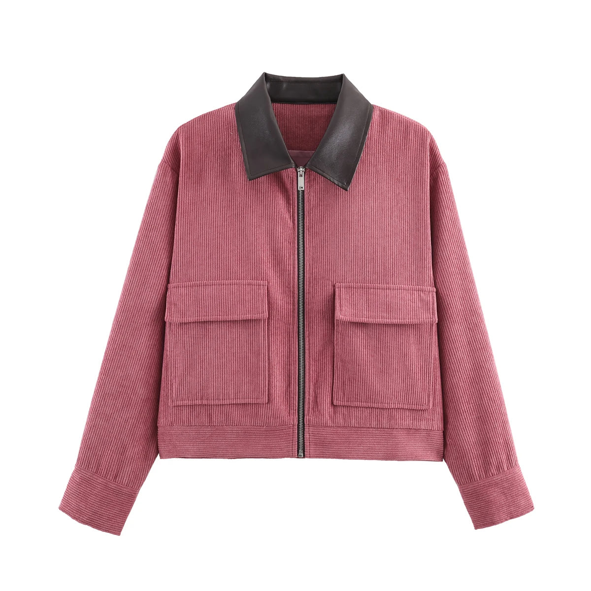 Veste décontractée rose SLTNX pour femme, coupe ample, style streetwear, avec fermeture éclair et poches, idéale pour la détente et le quotidien
