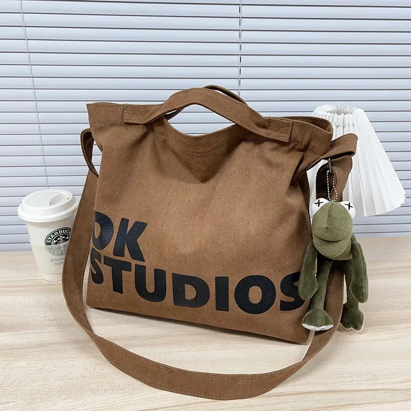 Nouveau sac en toile épaissie délavée, sac à main coréen pour femmes, sacs à provisions de grande capacité pour femmes, sacs d'école pour étudiants