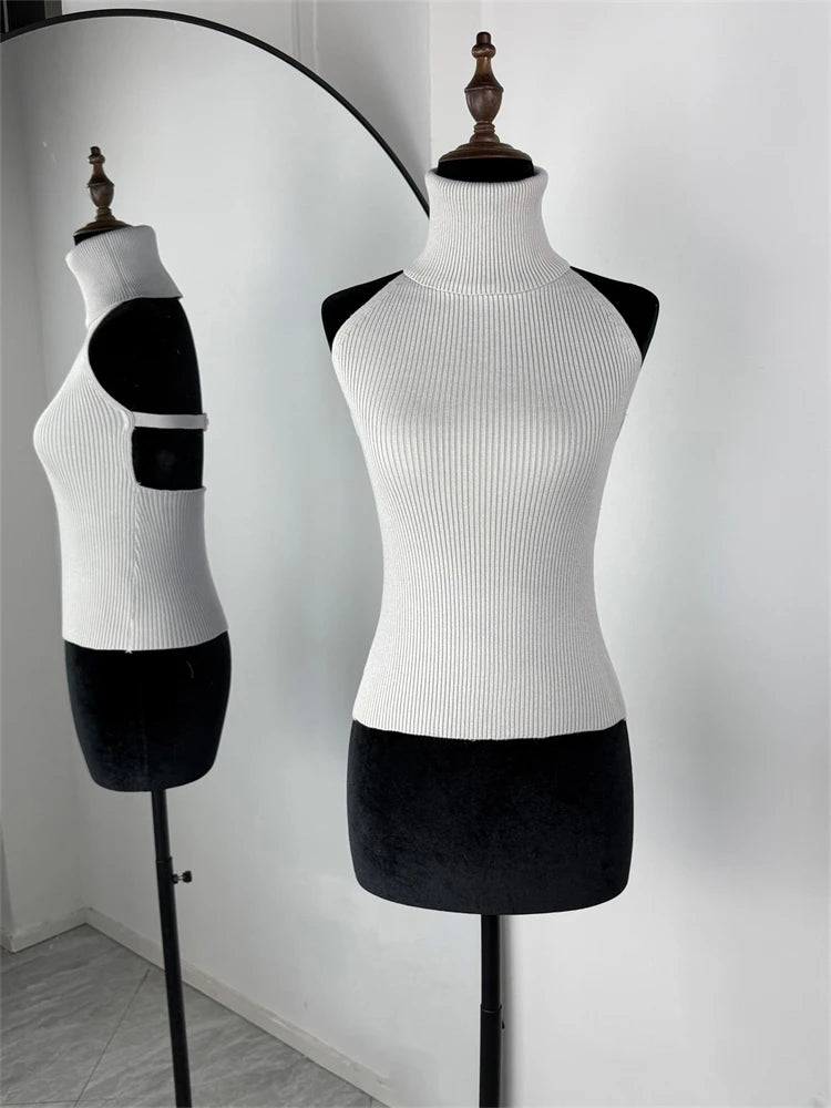 Trendix évider pull ensembles pour femmes 2025 automne nouveau à manches longues tricots châle costumes Sexy dos nu tricot débardeur 2 pièces ensemble