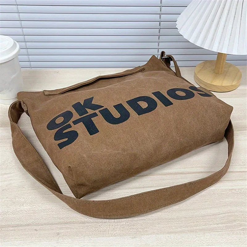 Nouveau sac en toile épaissie délavée, sac à main coréen pour femmes, sacs à provisions de grande capacité pour femmes, sacs d'école pour étudiants